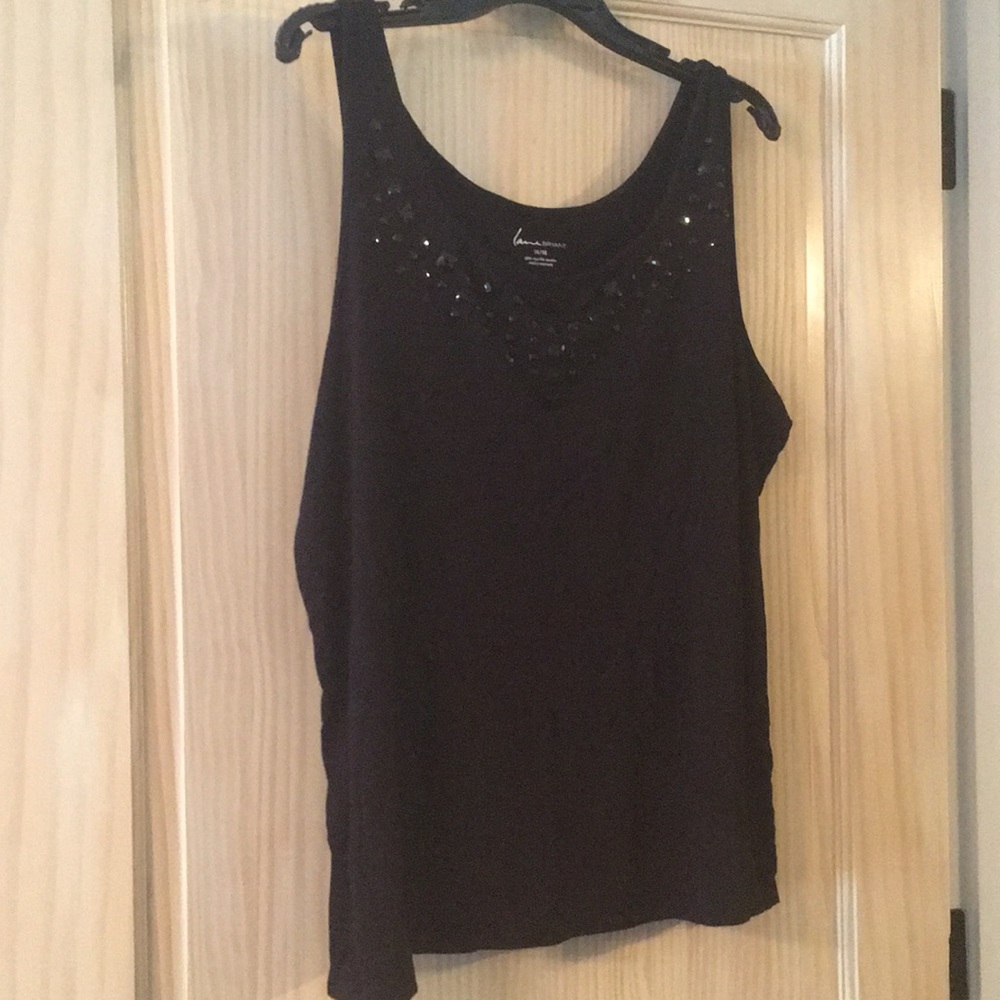 Black tank with beading, sz 14/16